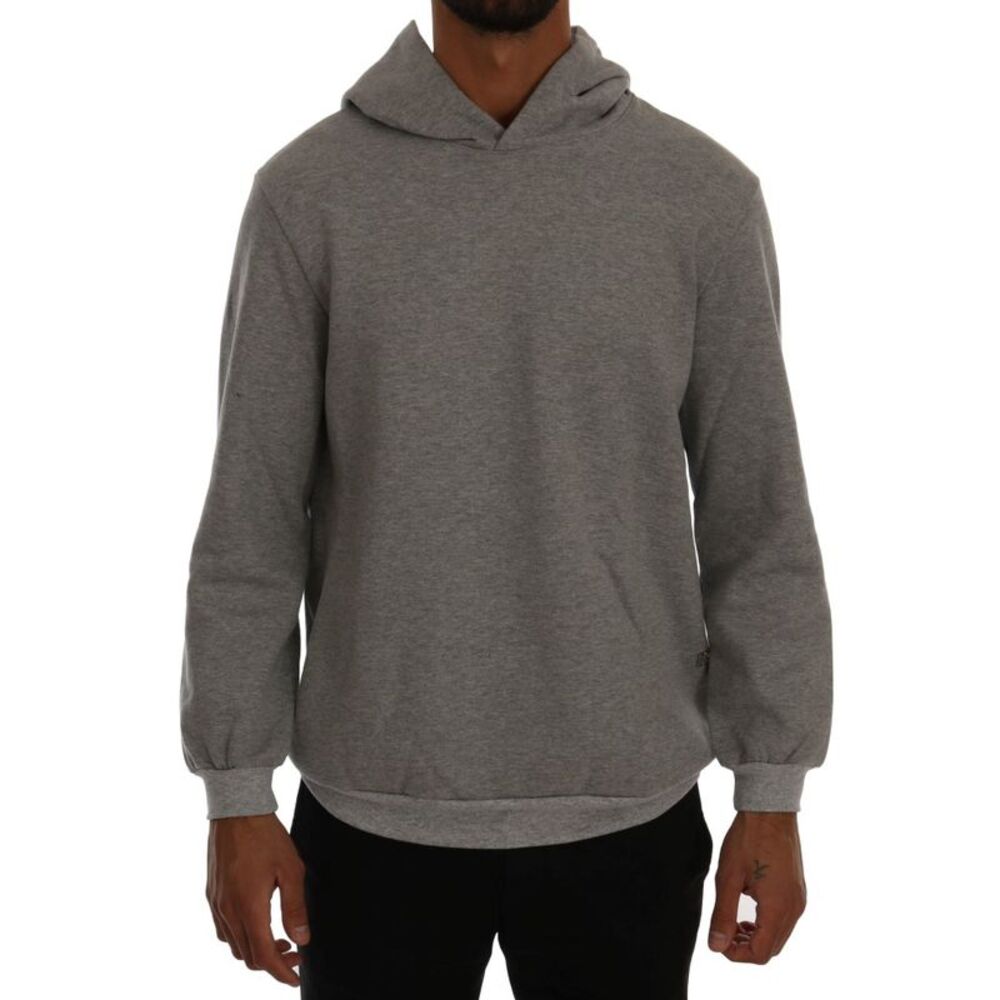 Daniele Alessandrini Gray Pullover Hodded Cotton Men's Sweater
